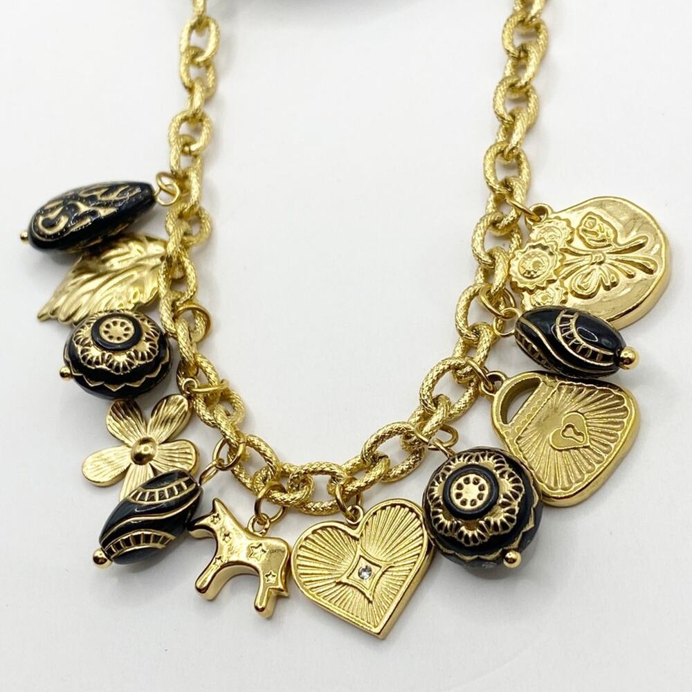 NEW Gold & Black Trinket Charm Necklace